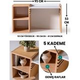 Montessori Yükseklik Ayarlanabilir Kadameli Çalışma Masası Kayın Masif Panel Ahşap Sandalyesiz - Beyaz