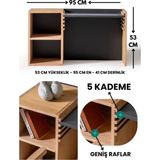 Montessori Yükseklik Ayarlanabilir Kadameli Çalışma Masası Kayın Masif Panel Ahşap Sandalyesiz - Siyah