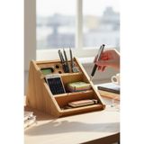 MONTETOYS Ahşap Masaüstü Düzenleyici Organizer 3 Bölmeli Eğimli Kare Kalemlik