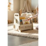 MONTETOYS Montessori Ahşap Çocuk Kitaplığı Gri Eğitici ve Dekoratif Tasarım - Kitaplık