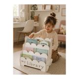 MONTETOYS Montessori Ahşap Çocuk Kitaplık Beyaz Eğitici ve Dekoratif Tasarım My Library