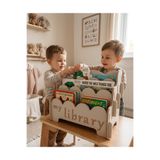 MONTETOYS Montessori Ahşap Çocuk Kitaplık Gri Eğitici ve Dekoratif Tasarım My Library