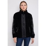 Montland Kadın Siyah Rüzgar Geçirmez Welsoft Çift Cepli Kışlık Mont Ml-Fma-05-K Peluş - XL