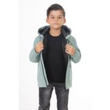 Montland Spor Erkek Çocuk Mint Yeşili İçi Astarlı Kapüşonlu Çift Fermuarlı Cepli Yağmurluk