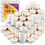 MontoPack Beyaz Tealight Mumlar Toplu 100'lü Paket | Parafin Preslenmiş Balmumu, Dumansız, Kokusuz, Damlatmaz, Uzun Ömürlü Yanma | Ev Dekoru, Masa Orta Parçaları, Doğum Günü Partileri, Noel ve Havuz için