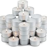 MontoPack Kokusuz Beyaz Tealight Mumlar Toplu [50] | 8 Saat Dumansız, Damlatmaz, Uzun Ömürlü Yanan Parafin Çay Işıkları | Ev, Şabat, Düğünler ve Acil Durumlar için Küçük Adak Mini Mumlar