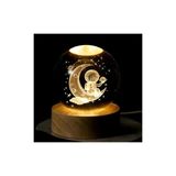 Montreal Std Ay Üstünde Astronot Tasarımlı Işıklı Cam Küre (Büyük Boy, 8 Cm) ( 1 Adet ) Atn