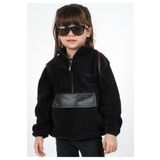 Monttini Kız Çocuk Polar Dik Yaka Yarı Fermuarlı Sweatshirt Hırka Ceket