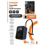 Monyer Dijital Hava Kompresörü Şarjlı Lastik Şişirme Pompası 3600mAh Akülü Mini Otomobil Jip Motosiklet Bisiklet Elektrikli Scooter Top Şişirme Cihazı