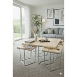 Monza 5 li Gümüş Krem Mdf 4+1 Kare Orta Sehpa Gümüş