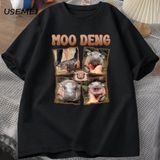 Moo Deng Rap T Shirt Seviyorum Moo Deng Komik Bebek Hippo Sevgilisi T-Shirt Rahat Pamuk Erkek 3035 - Siyah