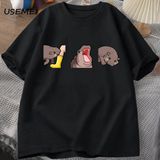 Moo Deng T Shirt Komik Bebek Hippo Moo Deng Gang T-Shirt Sevimli Bebek Pygmy Hippo Moo Deng T 2882 - Siyah