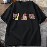 Moo Deng T Shirt Komik Bebek Hippo Moo Deng Gang T-Shirt Sevimli Bebek Pygmy Hippo Moo Deng T - Siyah