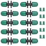 Moocci 10 Adet Dikenli Tee (0,6-6 inç OD) 16 mm ila 1/4 inç Sulama Borusu Düşmeyi Önleyici Dikenli Hortum Bağlantı Parçaları (13 mmID/4 mm ID'ye uyar) 6 Yollu 10 Adet Uç Fişli - Yeşil