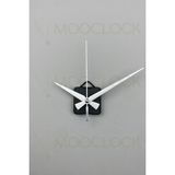 MOOCLOCK Saat Mekanizması , Akar Sessiz Duvar Saati Mekanizması, 14 mm Şaft, Akrep-Yelkovan-Saniye-(Askılı) - Gümüş - 50 x 50