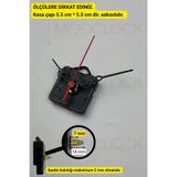 MOOCLOCK Saat Mekanizması, Akar Sessiz Duvar Saati Mekanizması, 14 Mm şaft, Akrep-Yelkovan-Saniye-(Askılı)