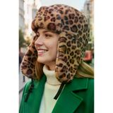Mood Agenda GKM-4482 Kadın Leopar Desenli Peluş Kalpak Pilot Şapka