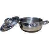 MOOD CLASS Indüksiyon Ocaklara Uyumlu Küçük Çelik Tencere Çelik Kapaklı Mini Boy Ufak Tencere 14CM 1lt
