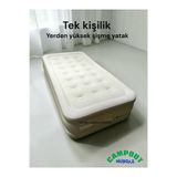 MOOD CLASS Tek kişilik yüksek şişme yatak kamp karavan seyehat ev piknik şişme yatak yerden yüksek 42cm nurgazyatak tekli yatak