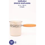 Mood Emaye Ahşap Saplı Cezve (500ML-6 Kişilik) - Bej