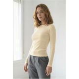 Mood Lab Kadın Esnek Kumaşlı Vücuda Oturan Slim Fit Uzun Kollu Tereyağ Sarısı T-Shirt