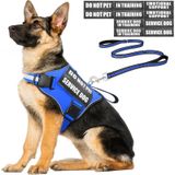 MOOGROU Servis Köpek Yeleği Koşum+Küçük/Orta/Büyük/Ekstra Büyük Köpekler için 10 Yama ve Tasma Seti, Çekmez ve Kolay Yürüyüş Yansıtıcı Köpek Koşum Takımı, Günlük/Antrenman için 2 Yumuşak Dolgulu Saplı