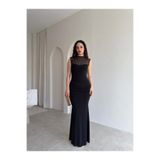 Mooi Butik DERCOS Maxi Elbise 5509 - Siyah