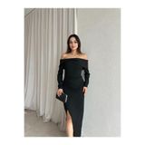 Mooi Butik EMİLİA Maxi Elbise 4210 - Siyah