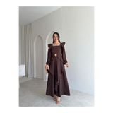Mooi Butik FAURA Maxi Elbise 6954 - Acı Kahve