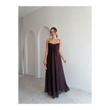 Mooi Butik FRANZ Maxi Elbise 9811 - Acı Kahve