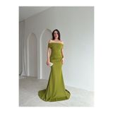 Mooi Butik PİSA Maxi Elbise 8993 - Yağ Yeşili