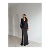 Mooi Butik SAMİRA Maxi Elbise 4335 - Siyah