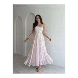 Mooi Butik SİENA Maxi Elbise 5894 - Pudra