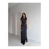 Mooi Butik VİORA Maxi Elbise 6325 - Siyah