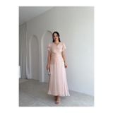 Mooi Butik WHİTNEY Maxi Elbise 6571 - Krem
