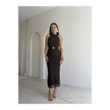 Mooi Butik WİSTERİA Simli Midi Elbise 8959 - Acı Kahve