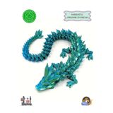 MooieBaby's Kristal Ejderha - Hareketli Organik Bazlı 3D Figür Oyuncak | Dekoratif Koleksiyon Ürünü- Mavi-Yeşil -30 Cm