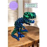 MooieBaby's Sevimli İskelet Trex - Hareketli Organik Bazlı Oyuncak - 3D Baskı - Dinazor-Mavi-Yeşil