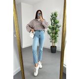 mooishan Jnswrld Kar Mom Mavi Rahat Kadın Solmaz Jeans Pantolon