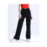 Mooishan Kadın 90's Wide Leg Solmayan Siyah Yüksek Bel Comfort Likralı Denim Palazzo Pantolon
