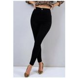 Mooishan kadın Full Likralı Siyah Skinny Jean Pantolon