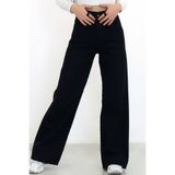 mooishan Kadın Jeans Salaş Yüksek Bel Bol Paça Baggy Siyah Kot Pantolon