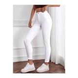mooishan Kadın Penya Beyaz Dar Jeans Skinny Likralı Rahat Kesim Jeans Pantolon