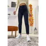 mooishan Kadın Siyah Mom Jean Yüksek Bel Jean %100 Natural Pamuk