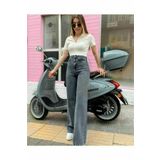 mooishan Nisa Salaş Füme Palazzo Rahat Kesim Kadın Jeans Pantolon New