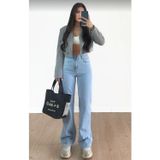 mooishan Salaş Mavi Kar Palazzo Kadın Jeans Pantolon Tanya