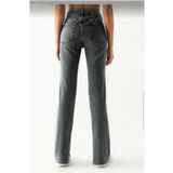 mooishan Tanya Füme Salaş Füme Palazzo Kadın Jeans Pantolon New
