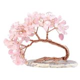 mookaitedecor Doğal Gül Kuvars Kristal Para Ağacı Akik Dilim Tabanı Feng Shui Bonsai Zenginlik Şans Masa Dekoru için Kristal Ağacı, 3-4 İnç Yükseklik