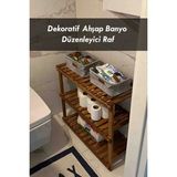 Moola Ahşap Banyo Düzenleyici Raf , 3 Katlı Ahşap Çok Amaçlı Organizer - Ceviz