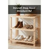 Moola Ahşap Banyo Düzenleyici Raf , 3 Katlı Ahşap Çok Amaçlı Organizer - Natürel